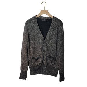 A.P.C. Metallic Thread Shimmer Button Front Cardigan Sz Small